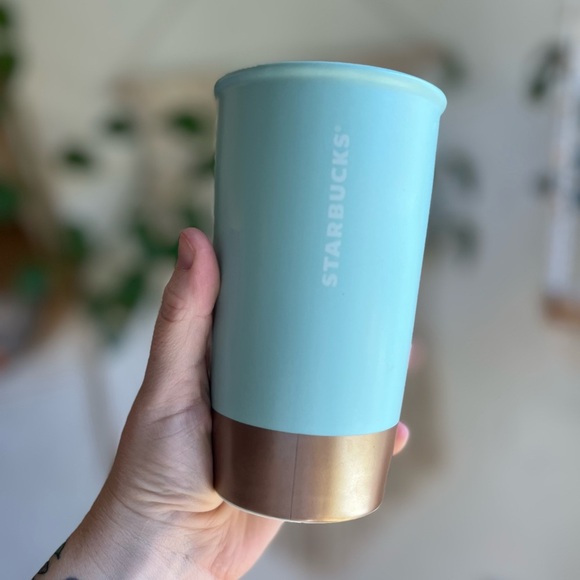 Starbucks “Coffee Is Magic” Ceramic Travel Mug Tumbler Gold Base, Collectible - Picture 3 of 7